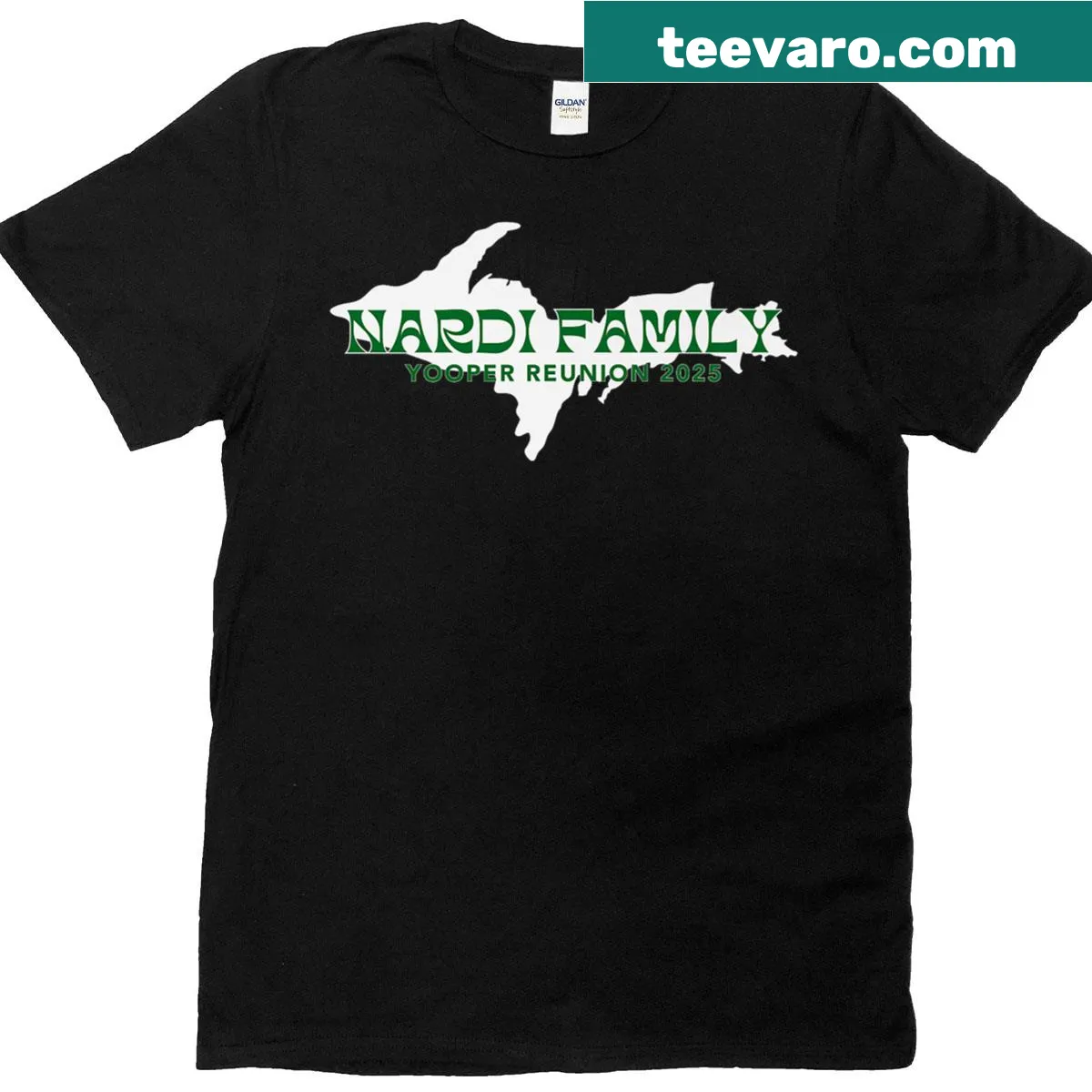 Vintage graphic on Nardi Family Yooper Reunion t-shirt — on a men's t-shirt
