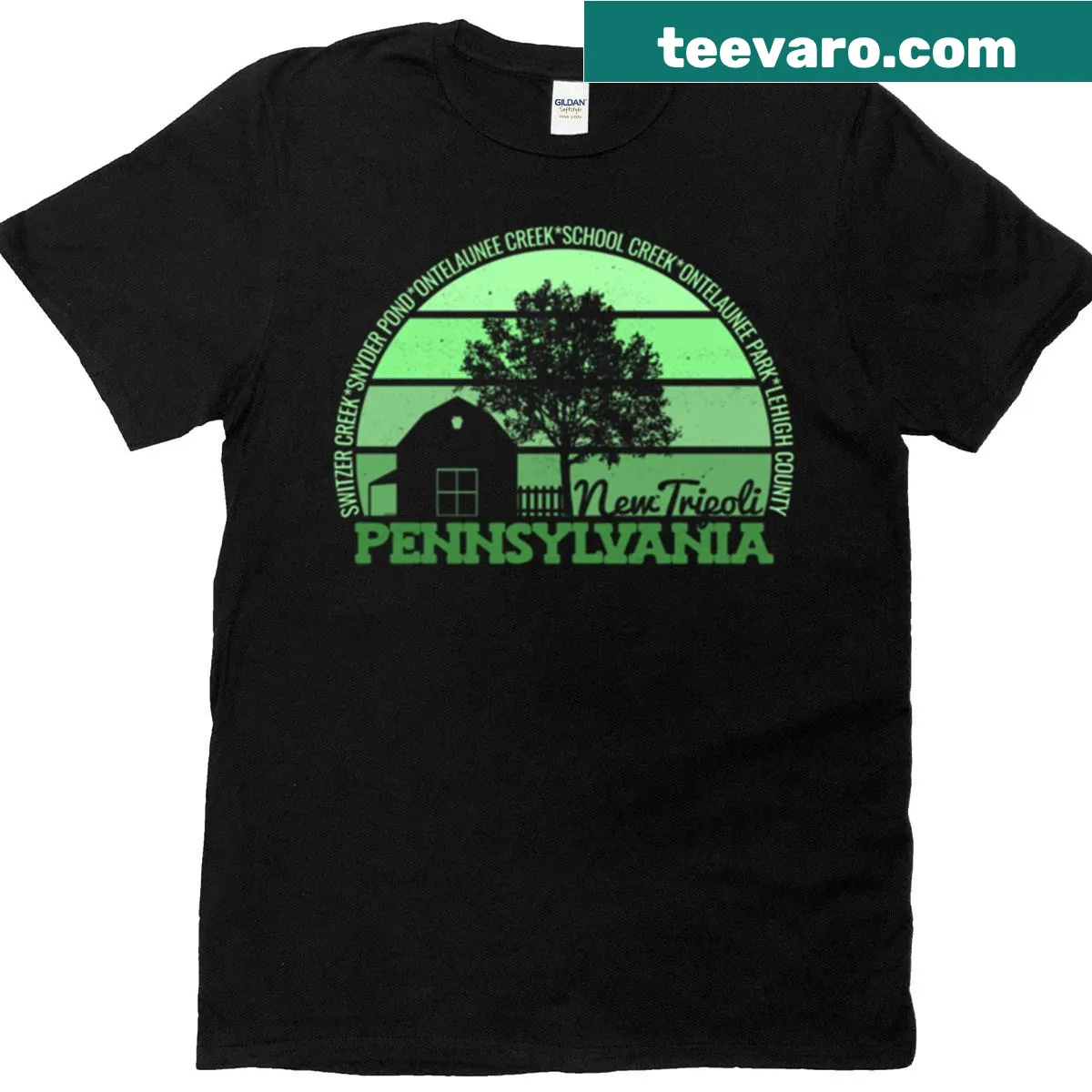 Vintage logo t-shirt celebrating New Tripoli, PA — on a men's t-shirt