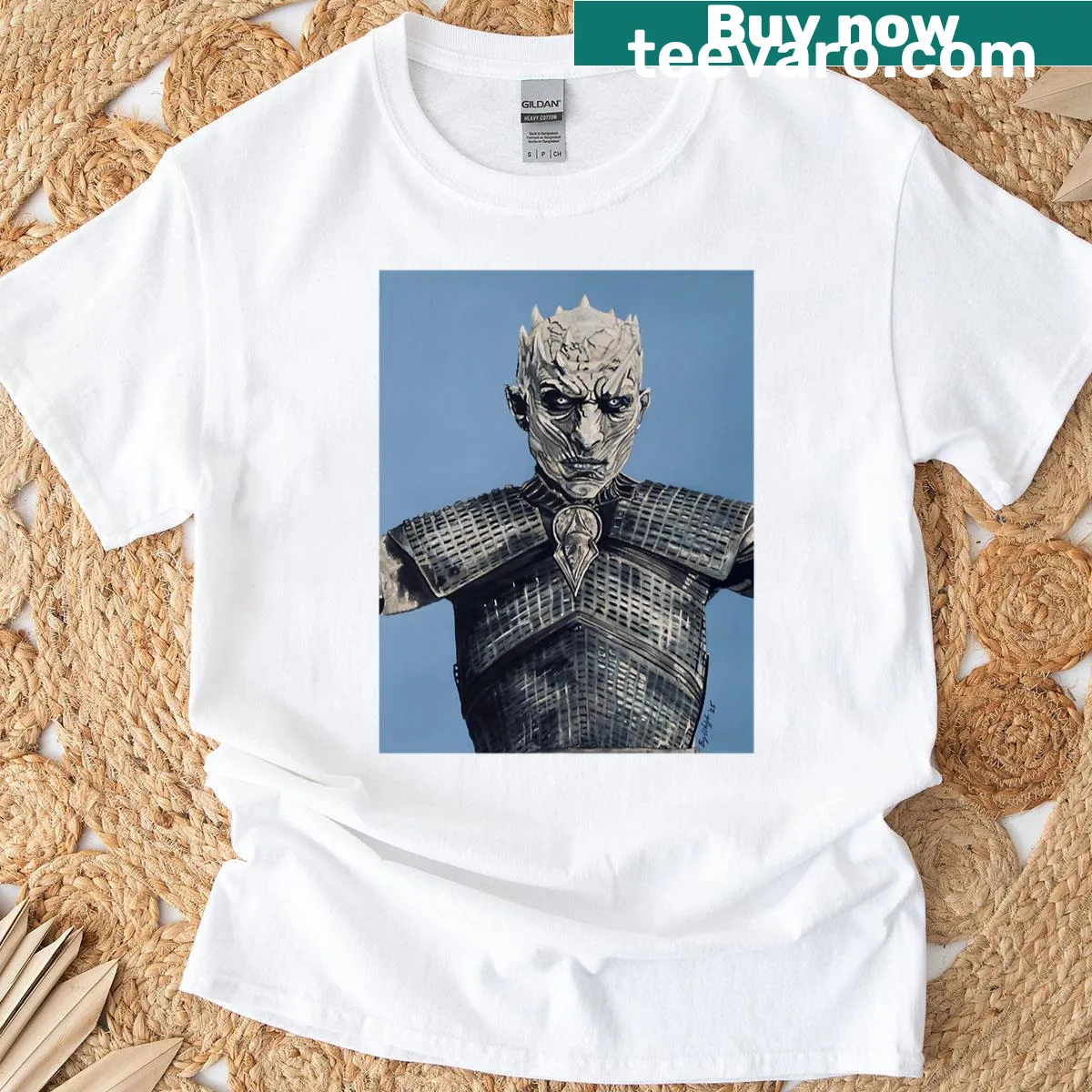 Striking design of the Night King character on a t-shirt — on a men's t-shirt
