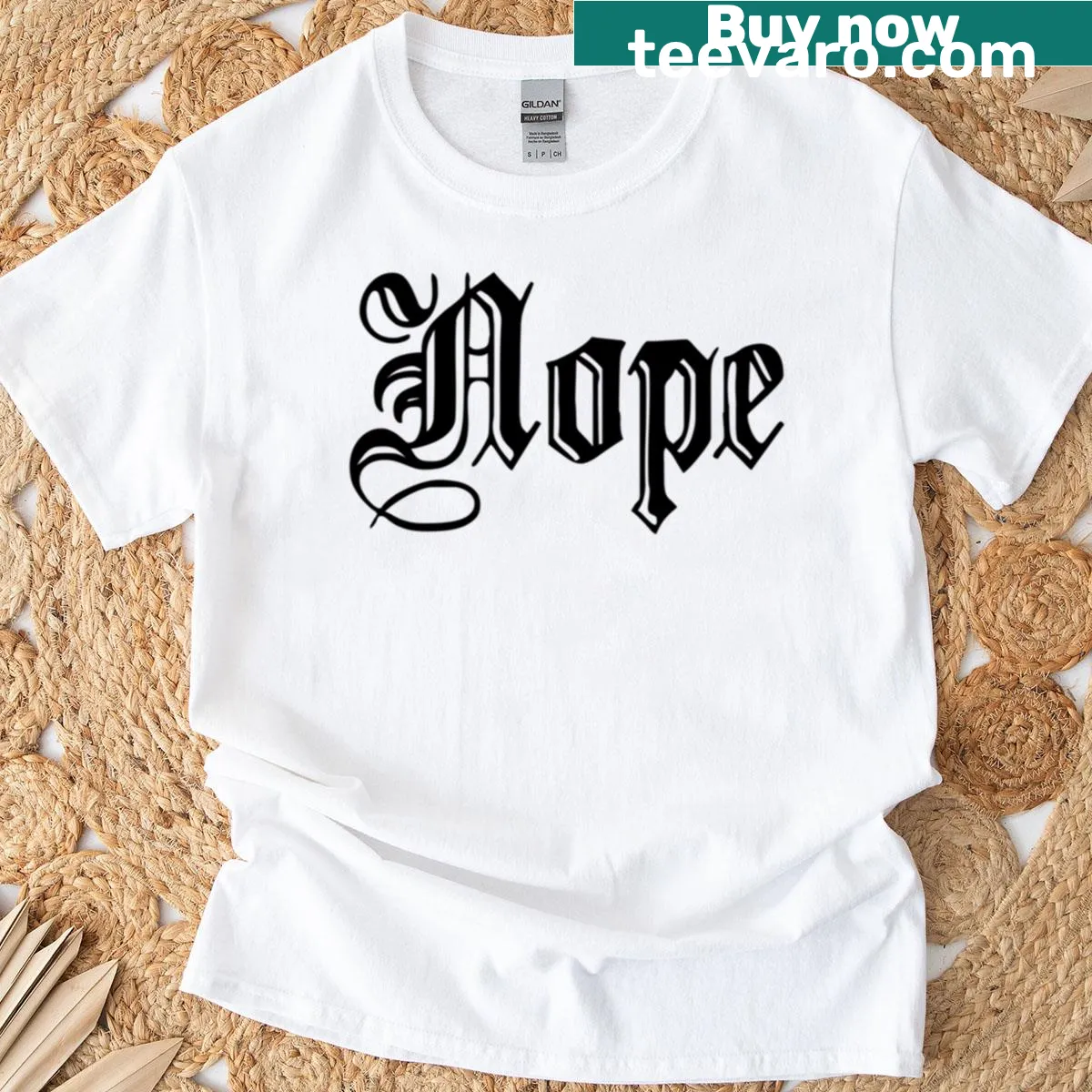 Sarcastic grunge design T-shirt with a bold 'Nope' — on a men's t-shirt