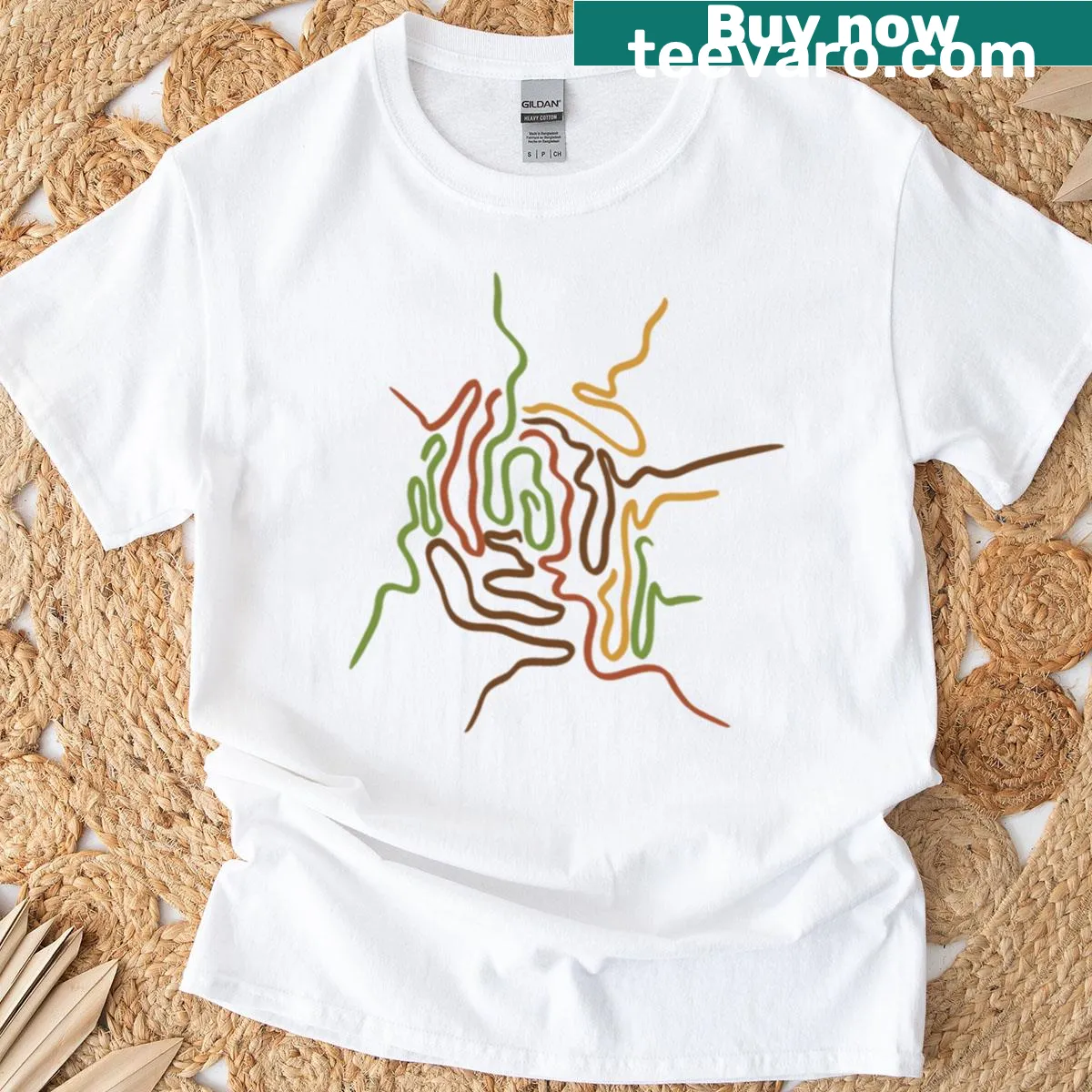 Abstract T-shirt with unique squiggly line design — on a men's t-shirt