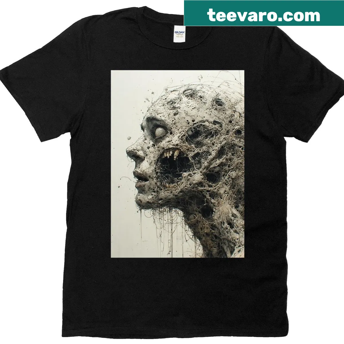 Abstract T-shirt featuring an intricate web of lines — on a men's t-shirt