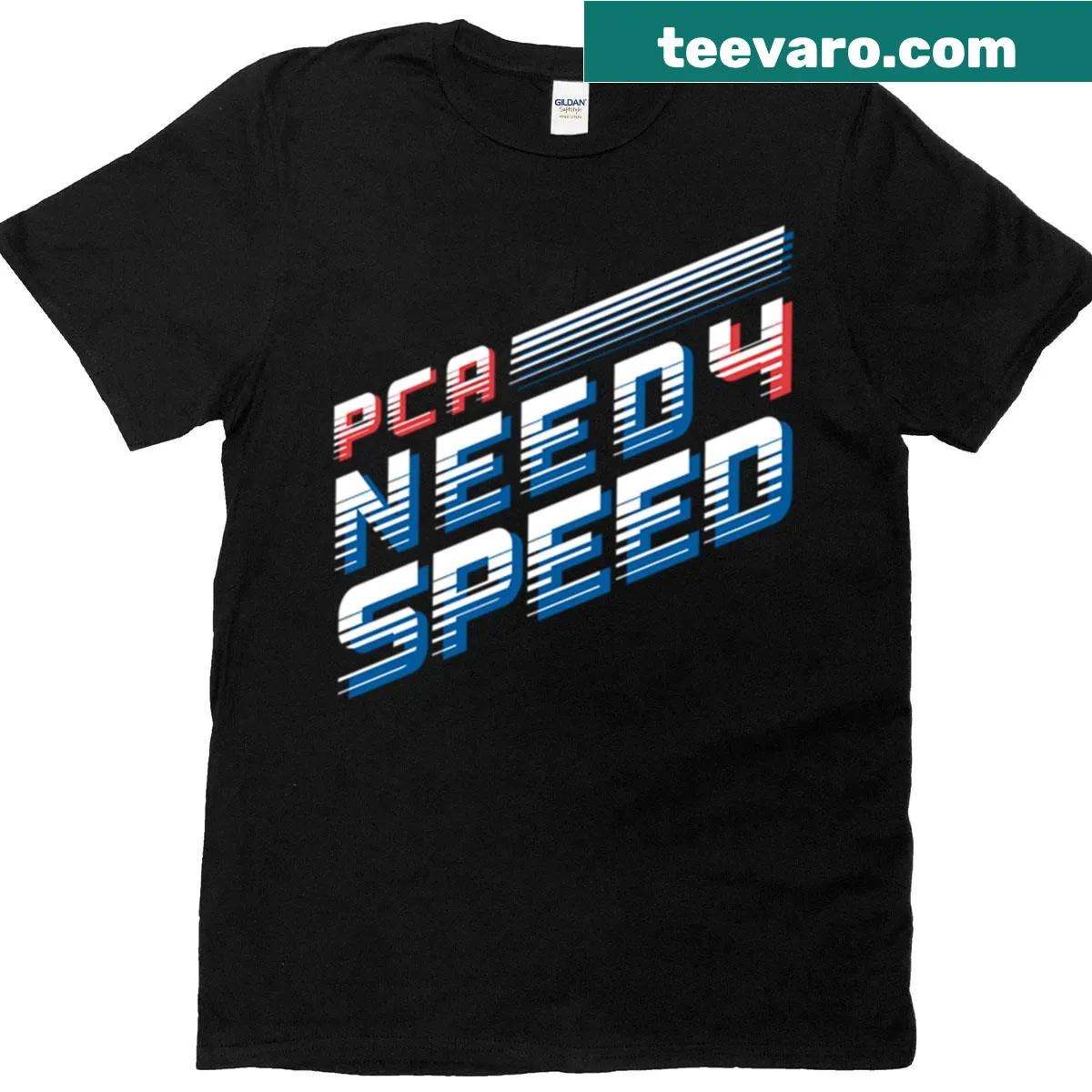 Pca Need 4 Speed T-shirt with bold text — on a men's t-shirt