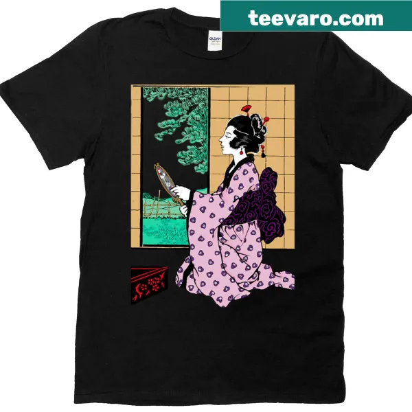 Cute illustration of a girl in a pink robe on a t-shirt