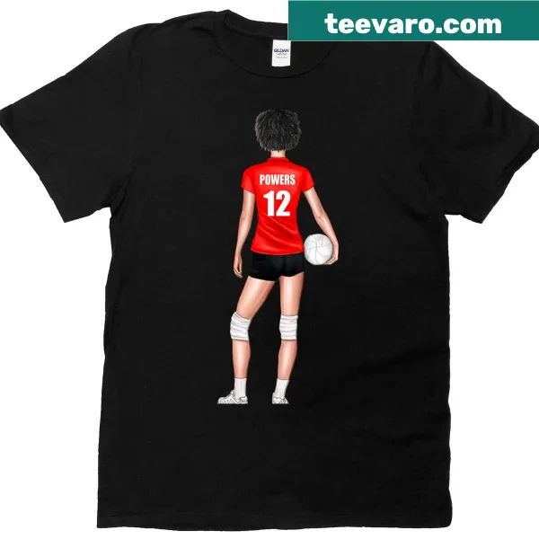 Powers Volleyball T-shirt with a stylized volleyball graphic and bold text