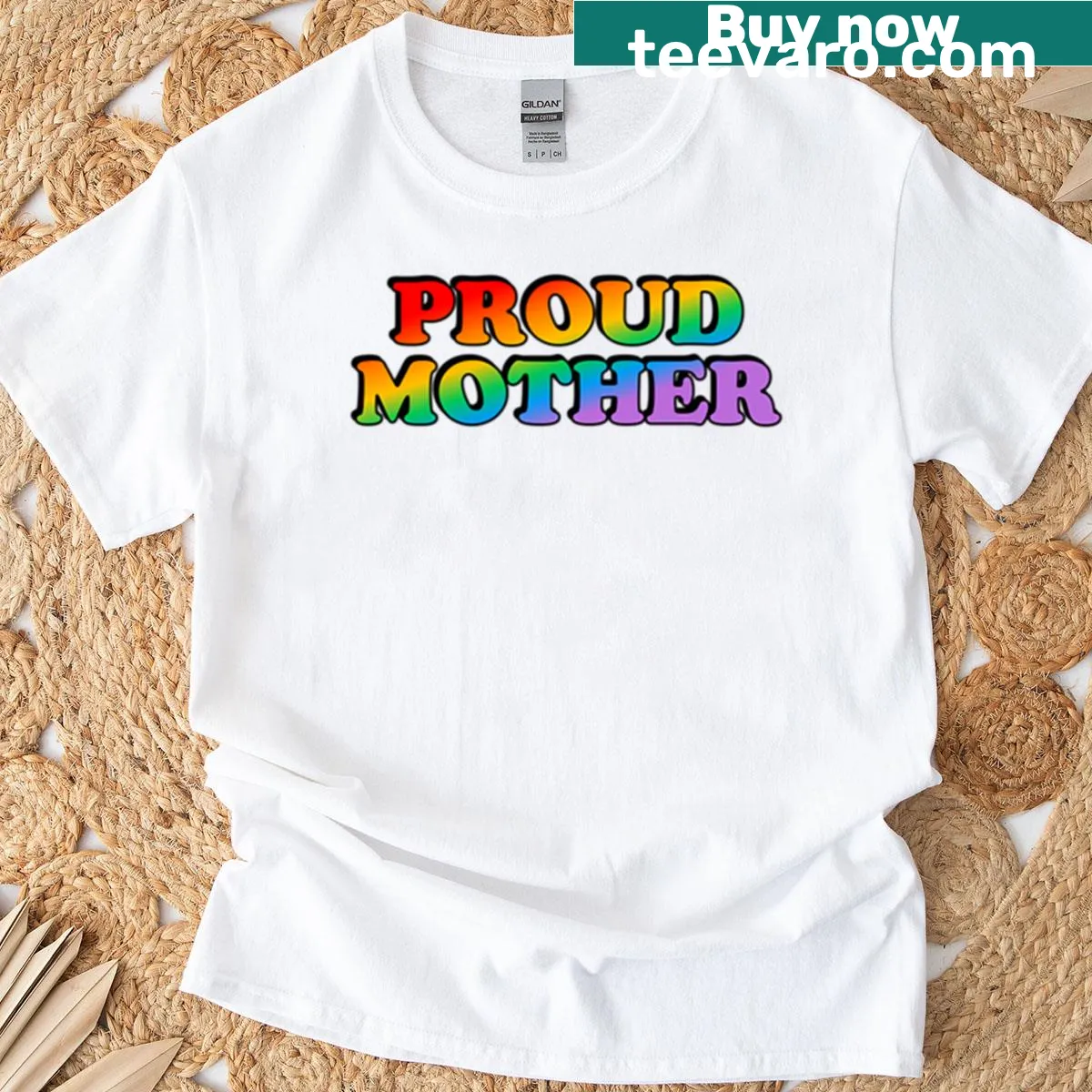 Proud Mother Gay Ally LGBTQ T-shirt with bold supportive text — on a men's t-shirt