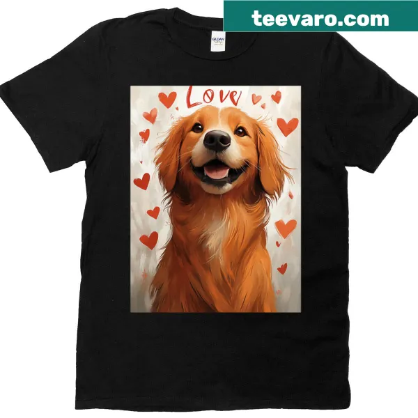 Golden Retriever themed t-shirt with playful puppy design