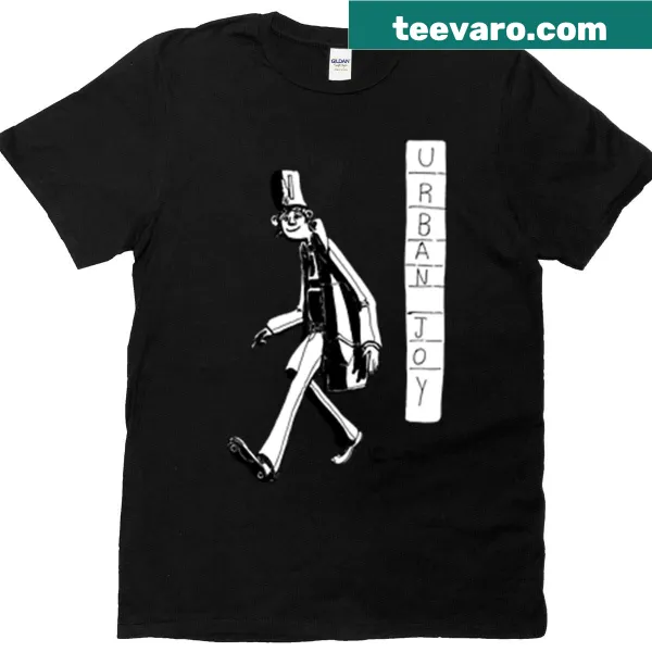 Urban-themed T-shirt featuring a relaxed man with hat and coat