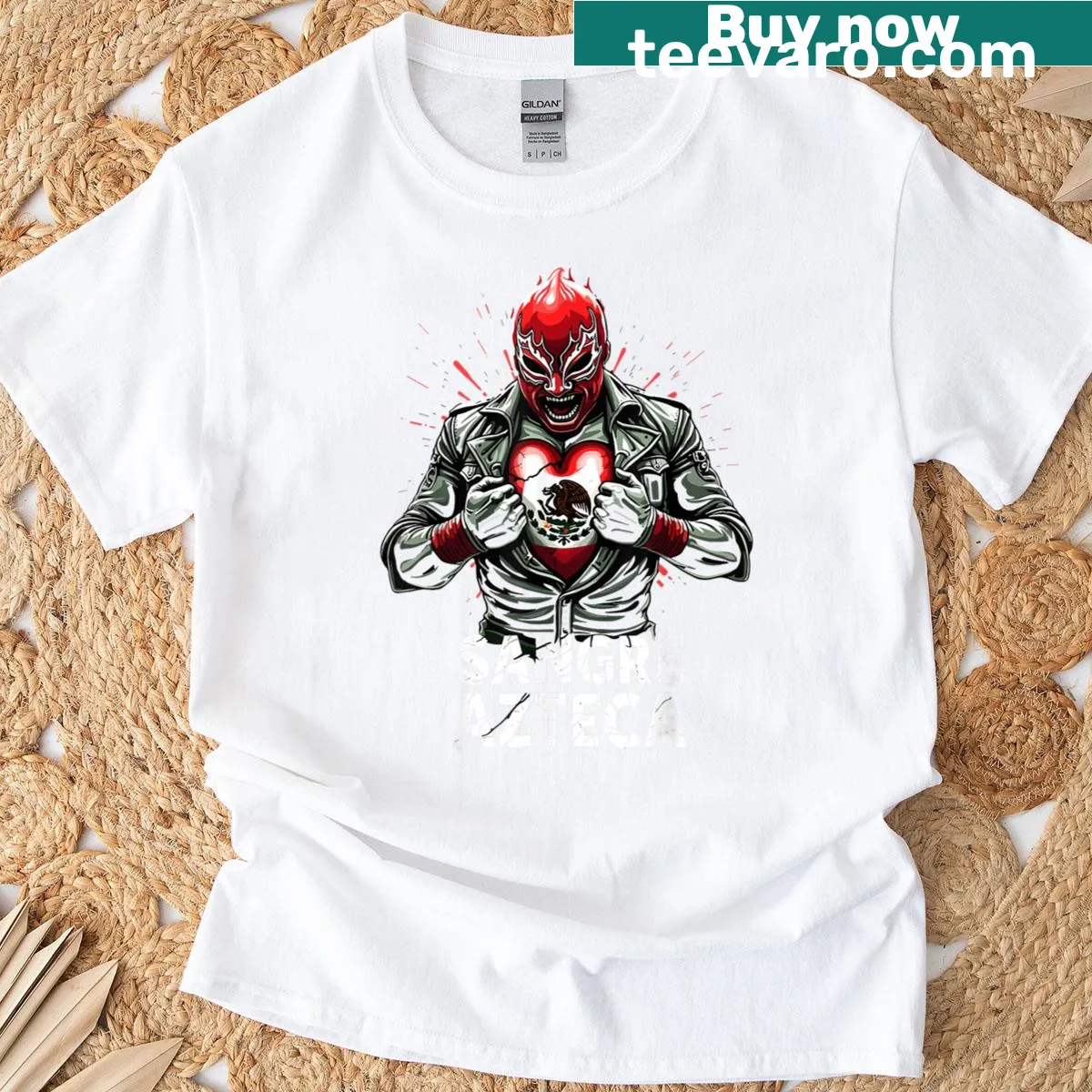 Lucha libre graphic on a T-shirt celebrating Mexican wrestling — on a men's t-shirt