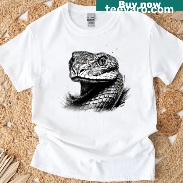 Ink blot portrait of a young Western Diamondback Rattlesnake on T-shirt