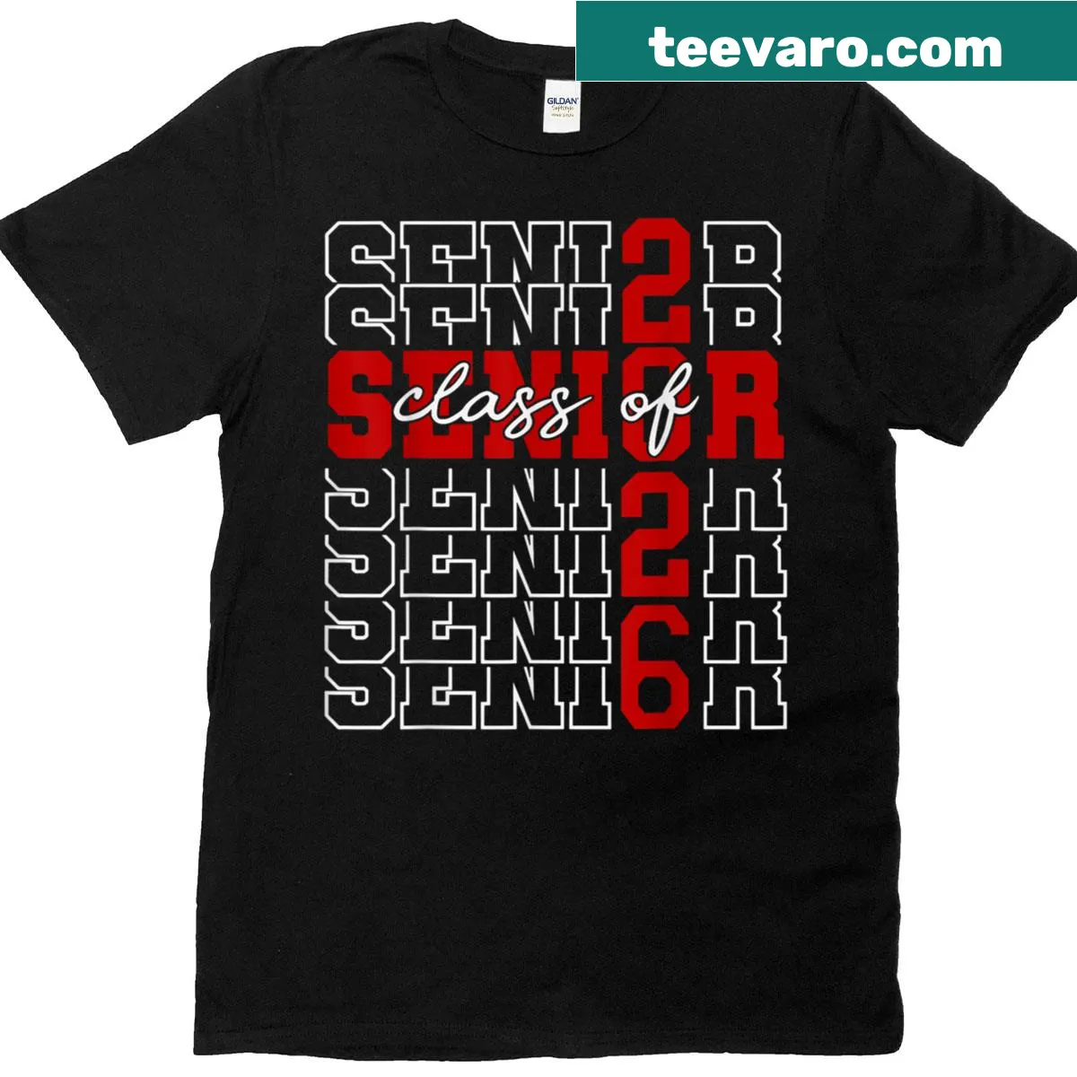 Graduation t-shirt with 'Senior 2026' text — on a men's t-shirt