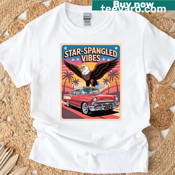 Patriotic T-shirt with 'Star-spangled Vibes' design