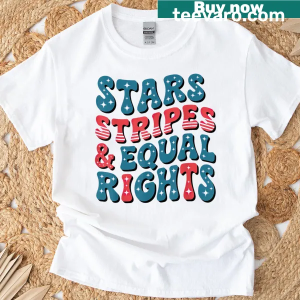 Stars and stripes design promoting equal rights on a t-shirt.