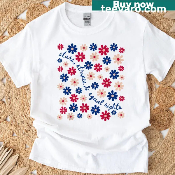 Empowering T-shirt with 'Stars Stripes And Equal Rights' celebrating women's rights
