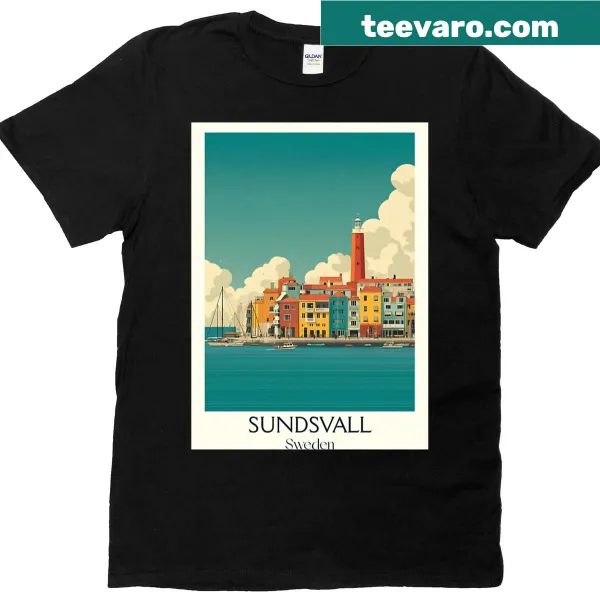 Vintage travel poster design of Sundsvall, Sweden