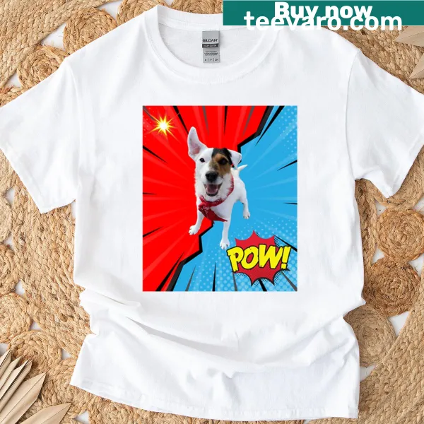 Playful t-shirt featuring a cartoon 'Super Dog' design.