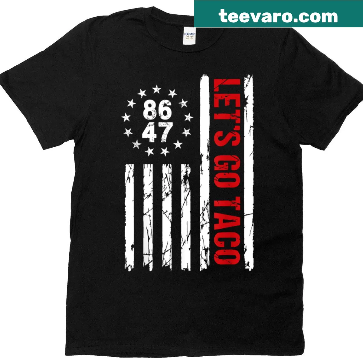 T-shirt featuring a playful 'Let's Go Taco' design with taco graphics — on a men's t-shirt