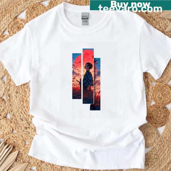 Illustrated t-shirt featuring Tanjiro in a peaceful pose.