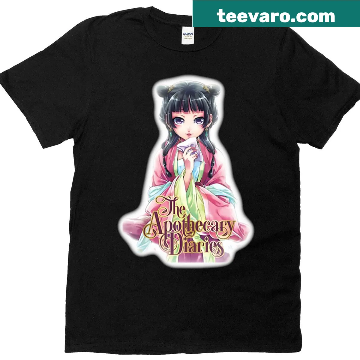 Cute Maomao cat with herbal design on a T-shirt — on a men's t-shirt