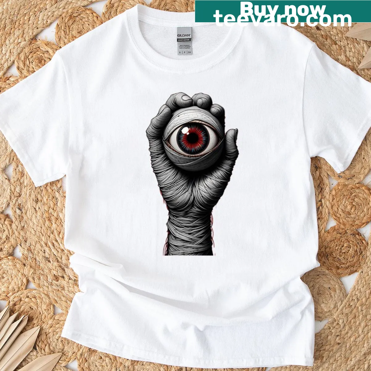 Silhouette T-shirt featuring a mysterious eye design — on a men's t-shirt