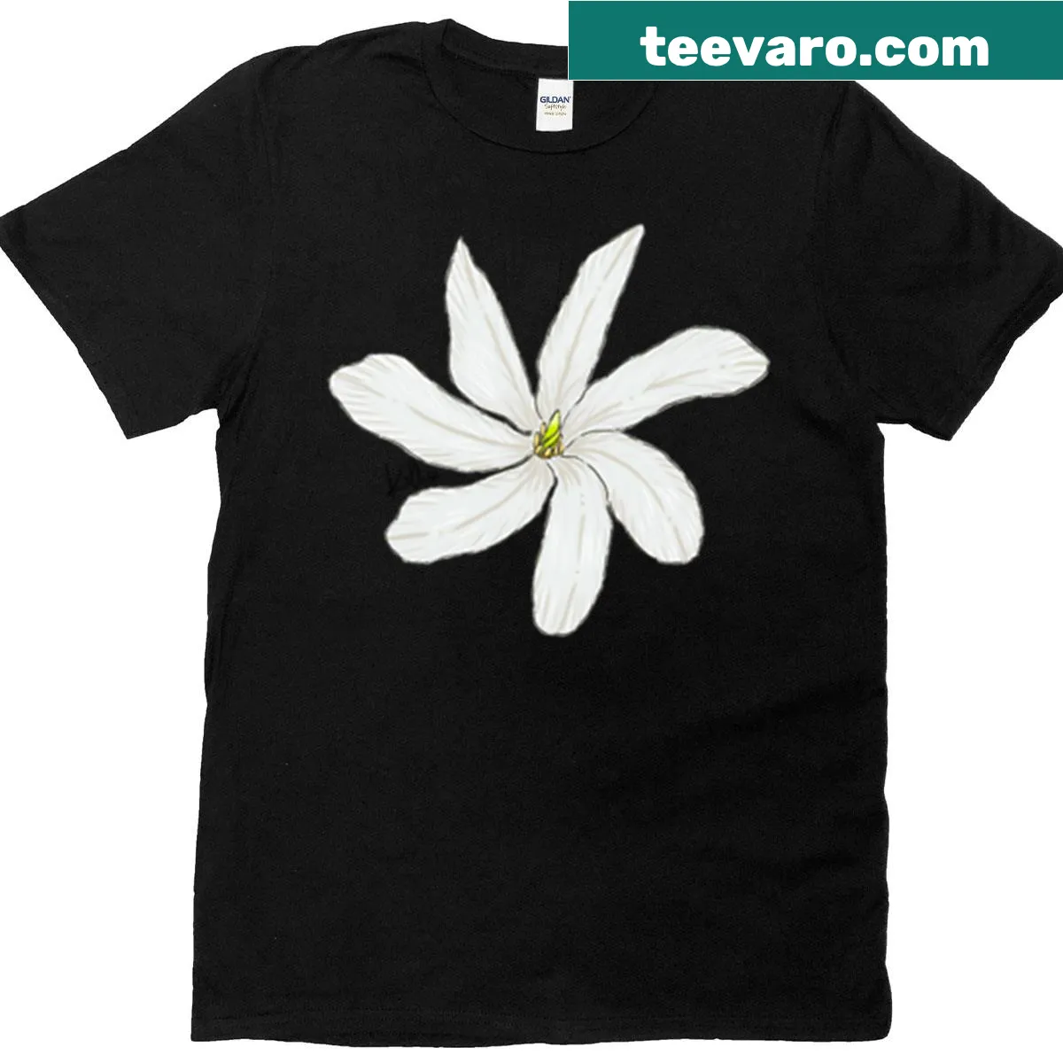 T-shirt with a beautiful Tiare flower illustration — on a men's t-shirt