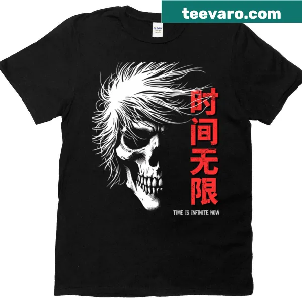 Typography t-shirt with the quote 'Time Is Infinite Now'