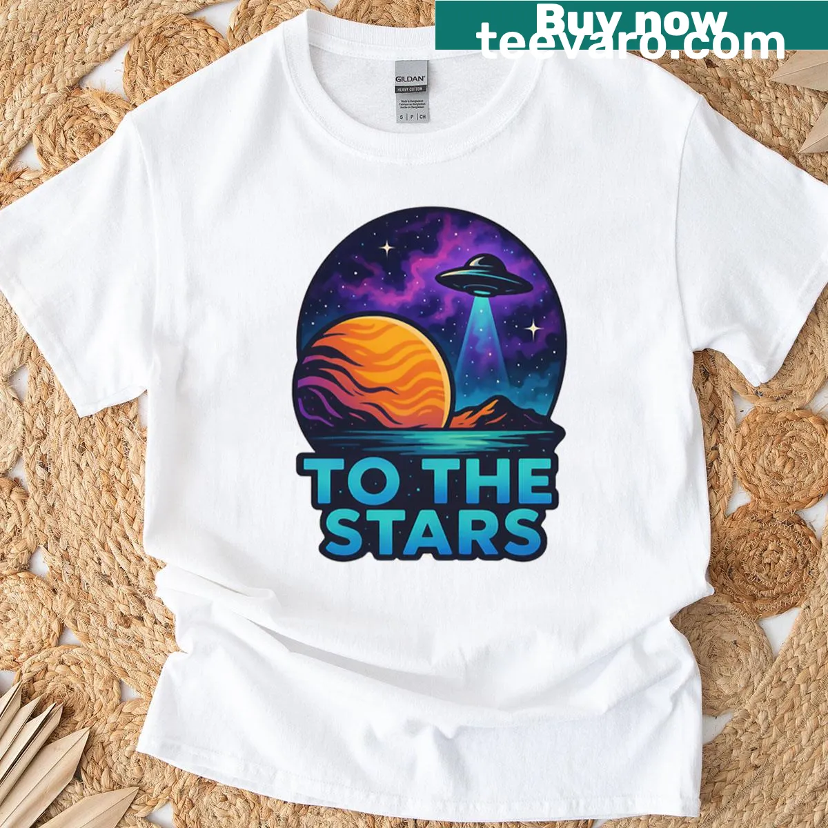 Inspirational t-shirt with typography encouraging ambition and dreams of exploration. — on a men's t-shirt
