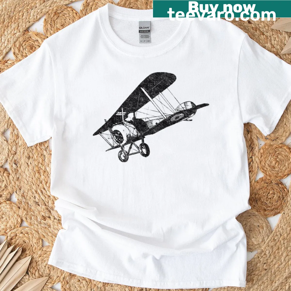 Vintage World War plane illustration T-shirt — on a men's t-shirt