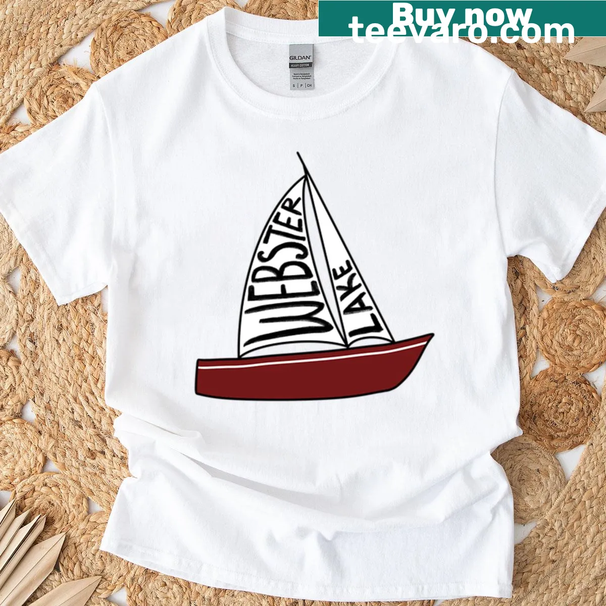 Vintage-style Webster Lake Indiana graphic on a t-shirt — on a men's t-shirt