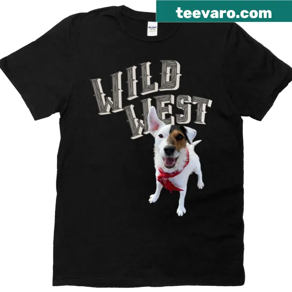 Wild West themed dog illustration on a T-shirt