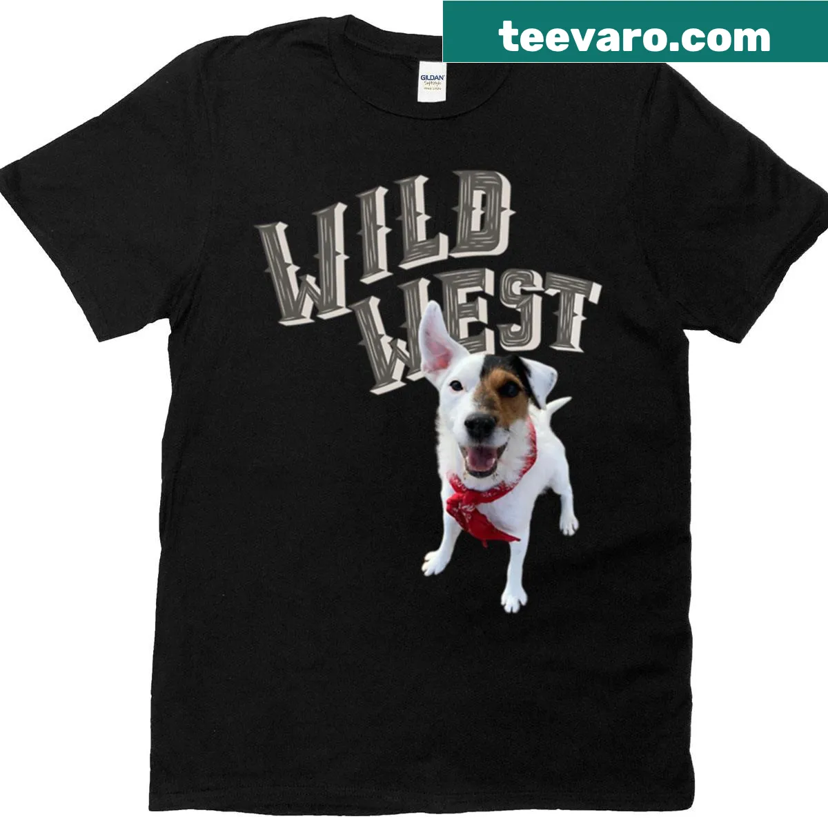 Wild West themed dog illustration on a T-shirt — on a men's t-shirt