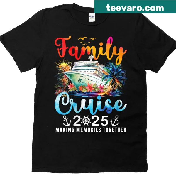T-shirt with text 'Family Cruise 2025' celebrating family vacations