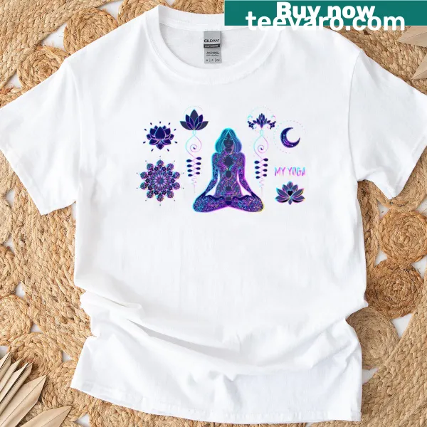 Inspirational Yoga T-shirt with wellness-themed graphic