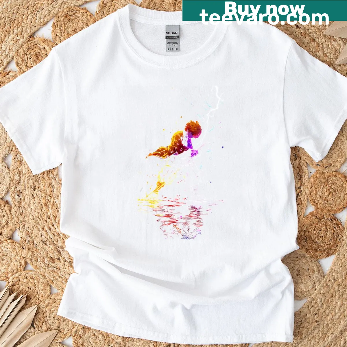 Minimalistic t-shirt featuring sleek line-art design, perfect for modern aesthetics. — on a men's t-shirt