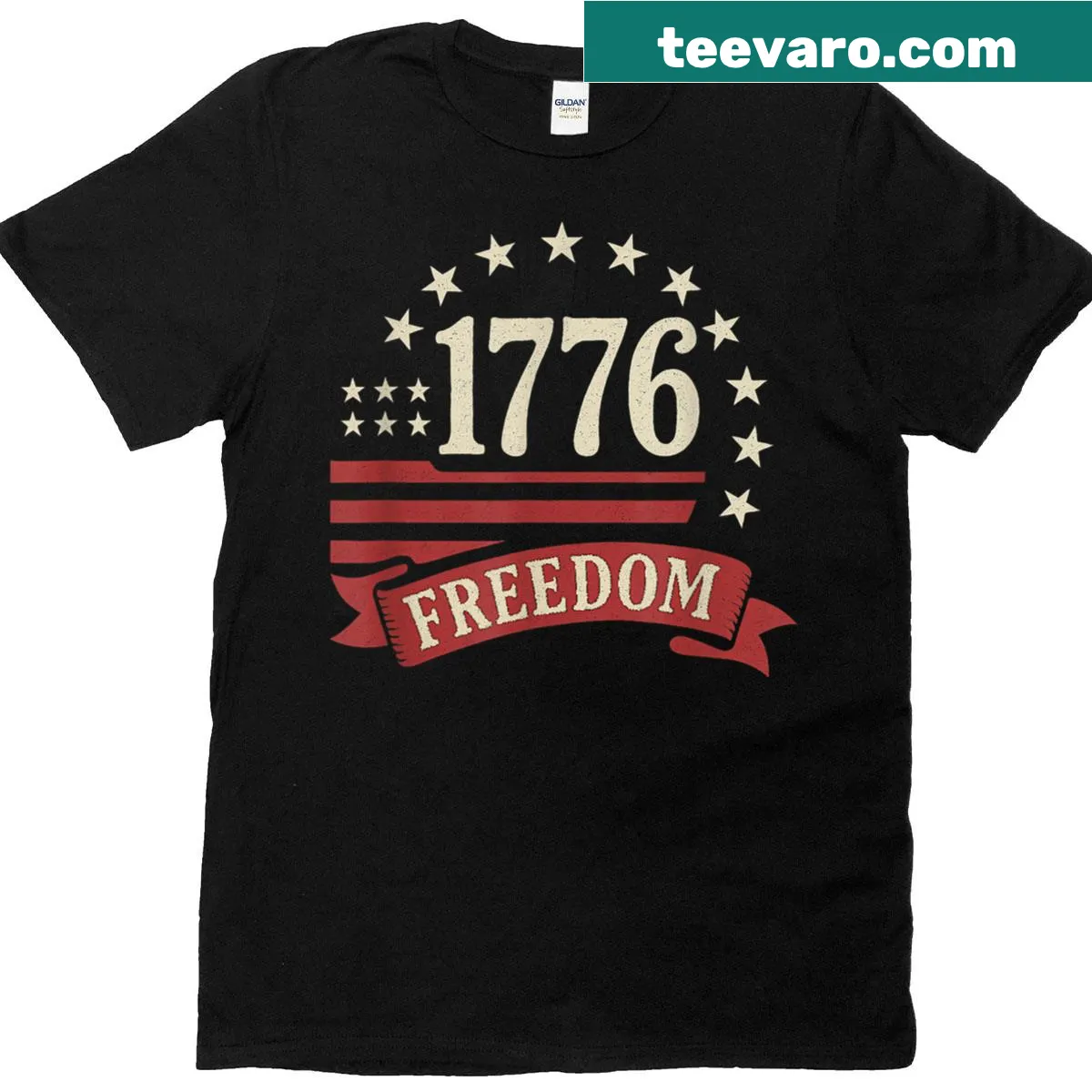 Patriotic Fourth of July design T-shirt for men and women. — on a men's t-shirt