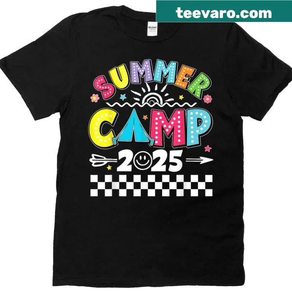 Illustrative family group T-shirt for summer camp and vacation