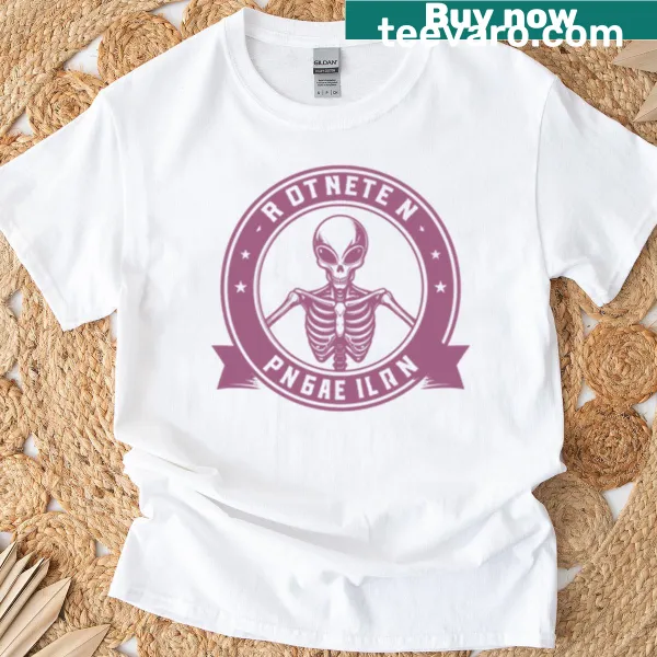 Edgy T-shirt featuring a rock-inspired alien graphic.