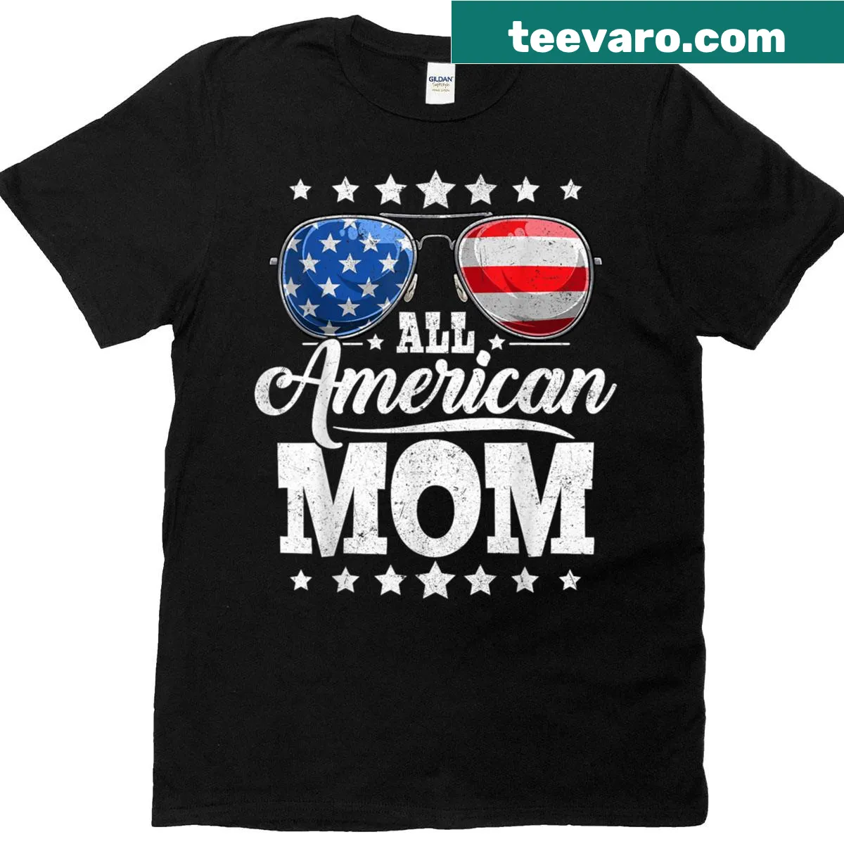 All American Mom graphic with sunglasses on a T-shirt — on a men's t-shirt