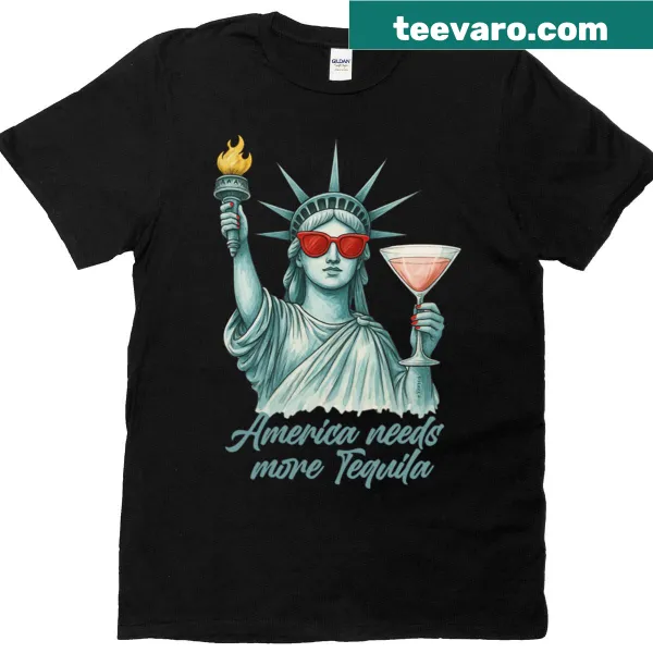 Funny T-shirt with 'America Needs More Tequila' text design
