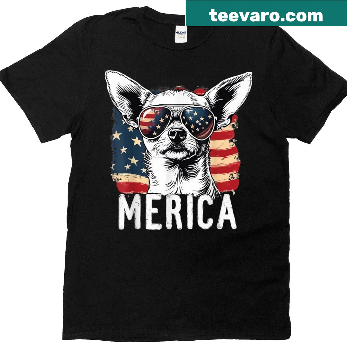 American Flag Merica Chihuahua T-shirt for kids — on a men's t-shirt