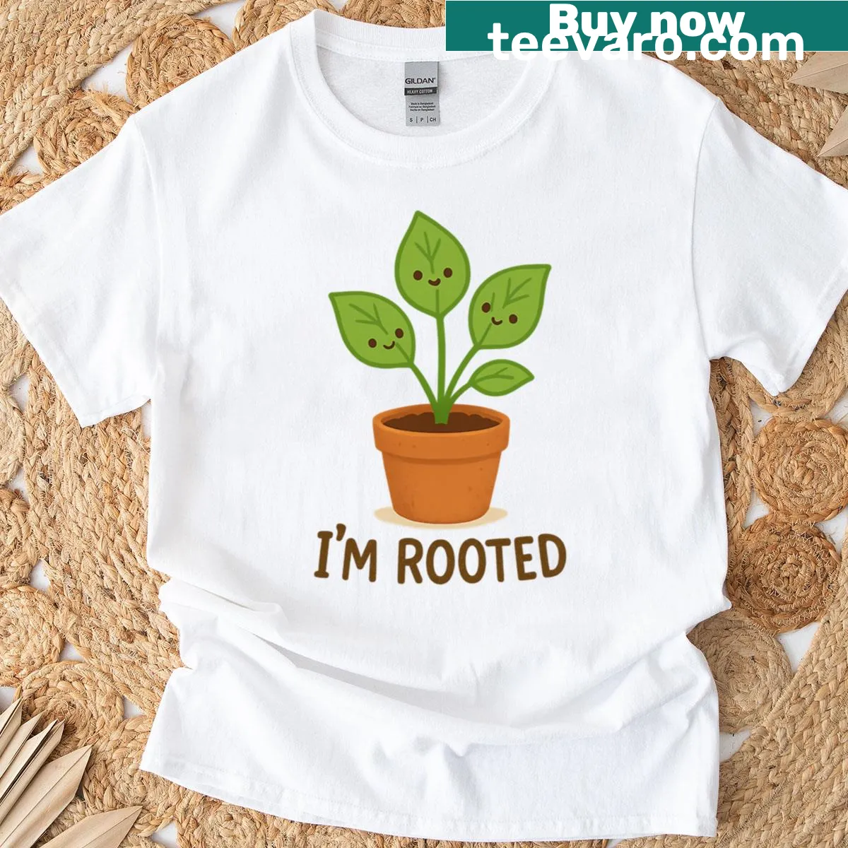 Humorous T-shirt with the phrase As A Plant I'm Rooted — on a men's t-shirt