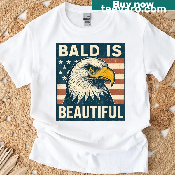 Bald eagle graphic on American flag background for 4th of July