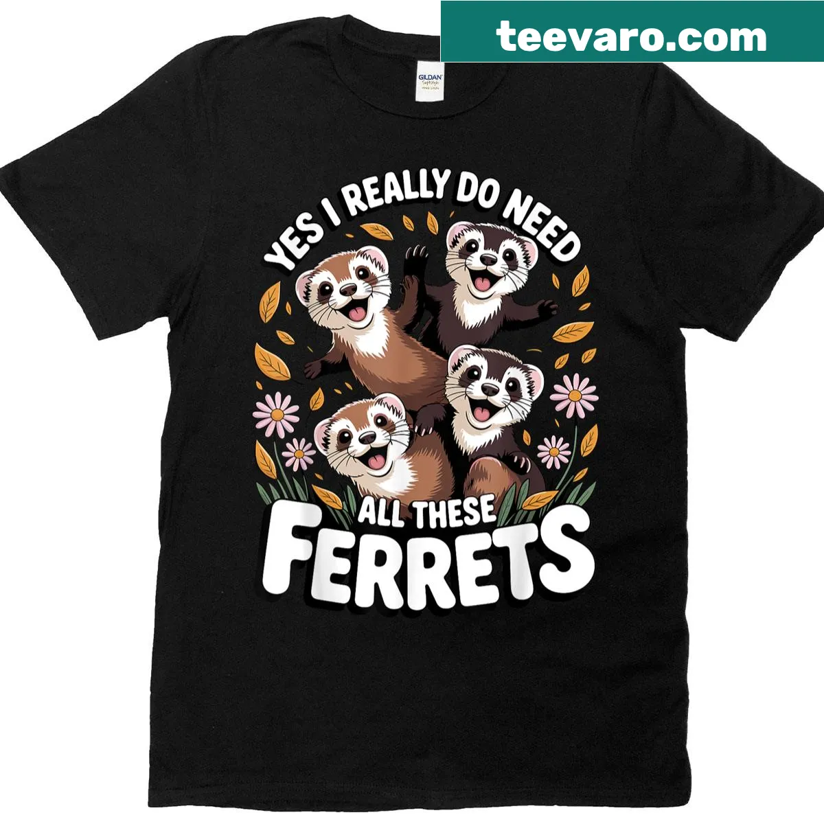 Charming ferret art T-shirt for pet lovers. — on a men's t-shirt
