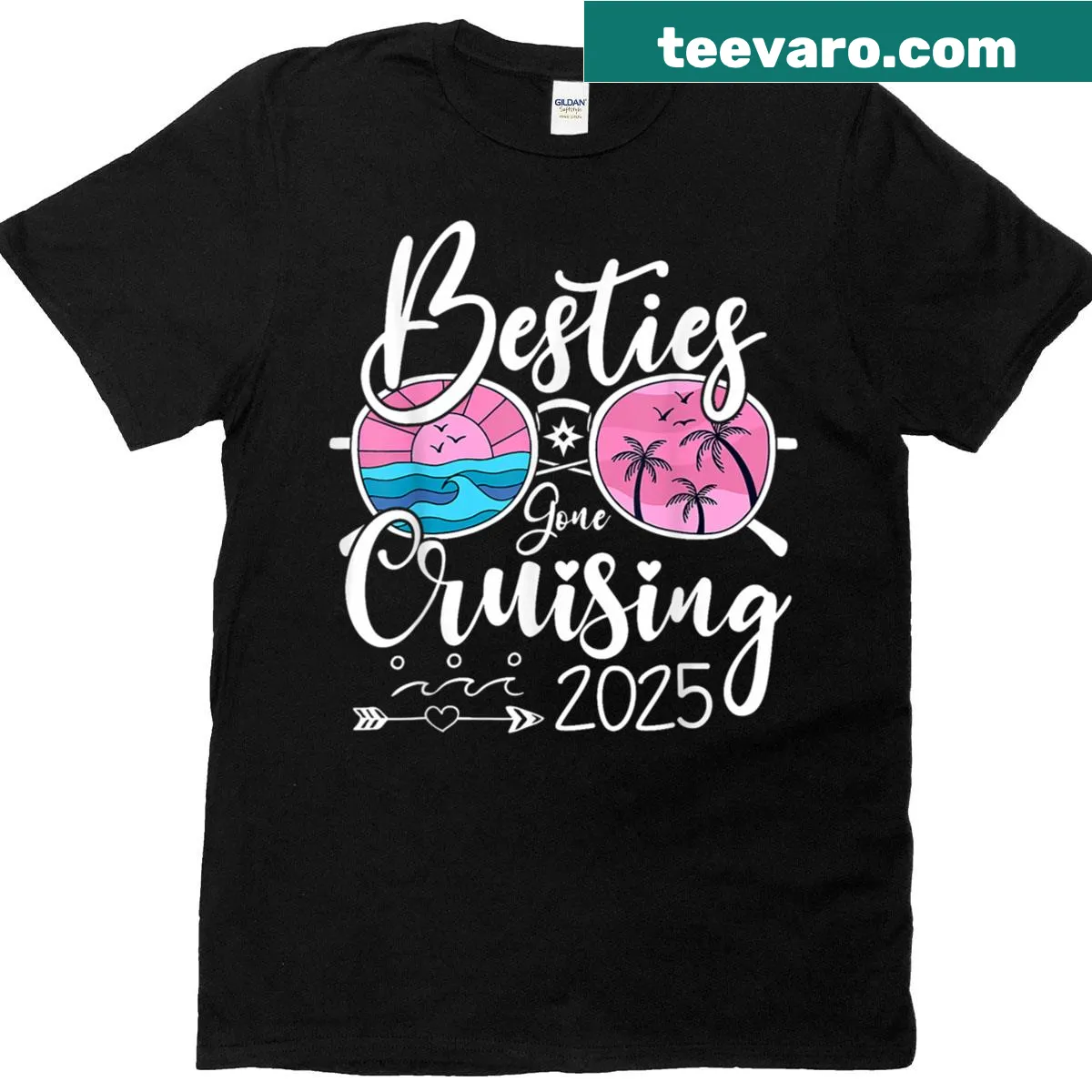 Matching T-shirt for girls with 'Besties Gone Cruising 2025' — on a men's t-shirt