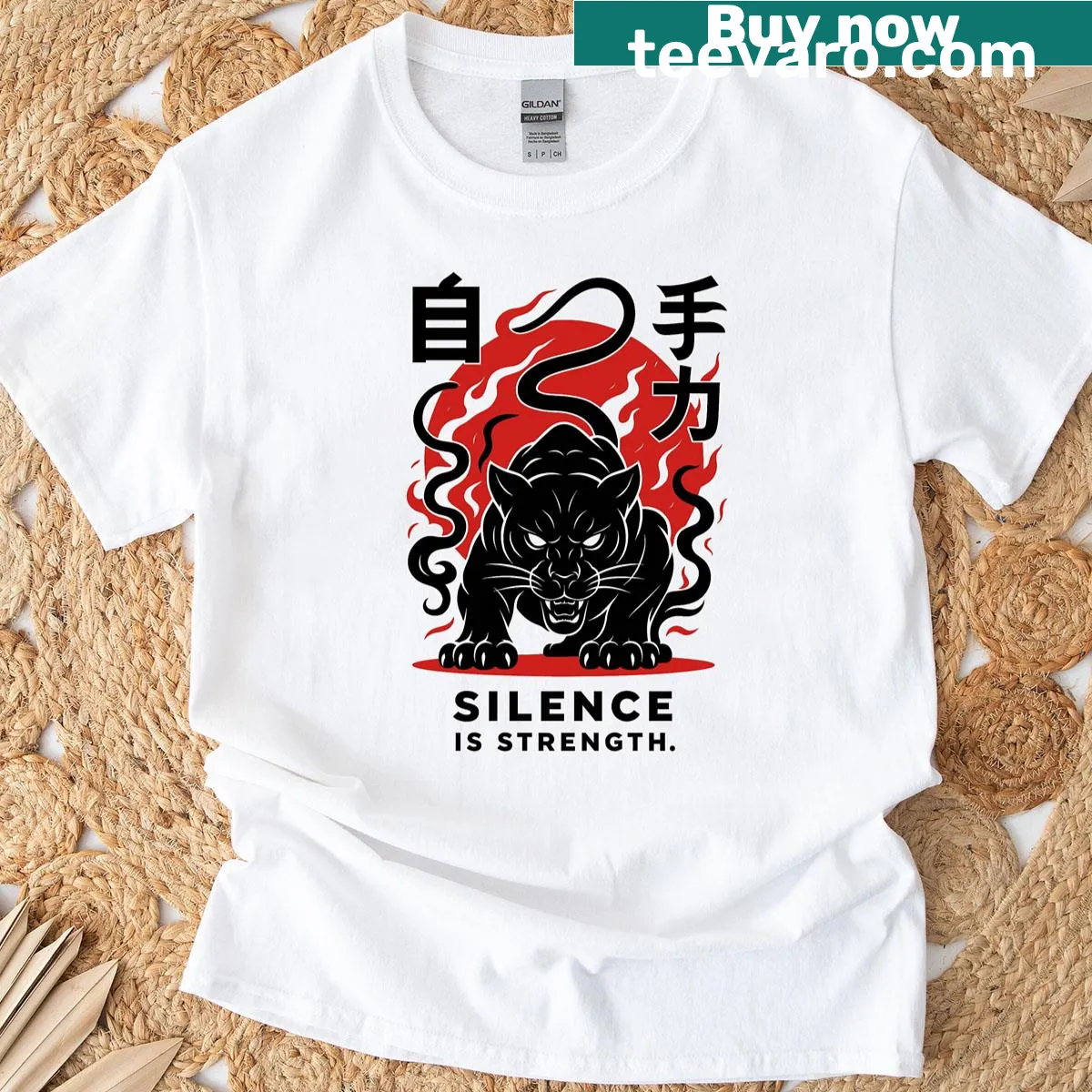 Minimalist T-shirt with bold typography reading 'Silence Is Strength' — on a men's t-shirt