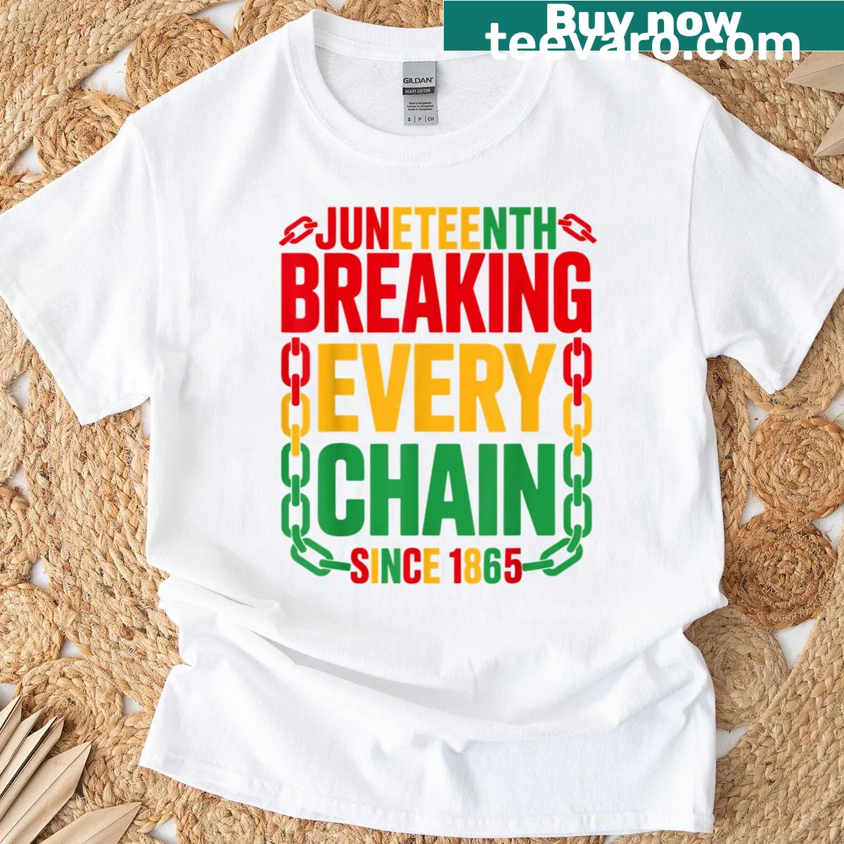 Juneteenth T-shirt commemorating freedom since 1865 — on a men's t-shirt