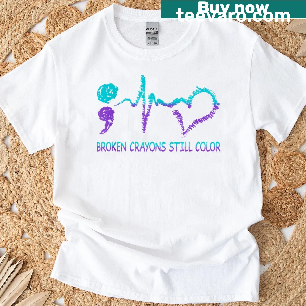 Inspirational t-shirt featuring the phrase 'Broken Crayons Still Color' — on a men's t-shirt