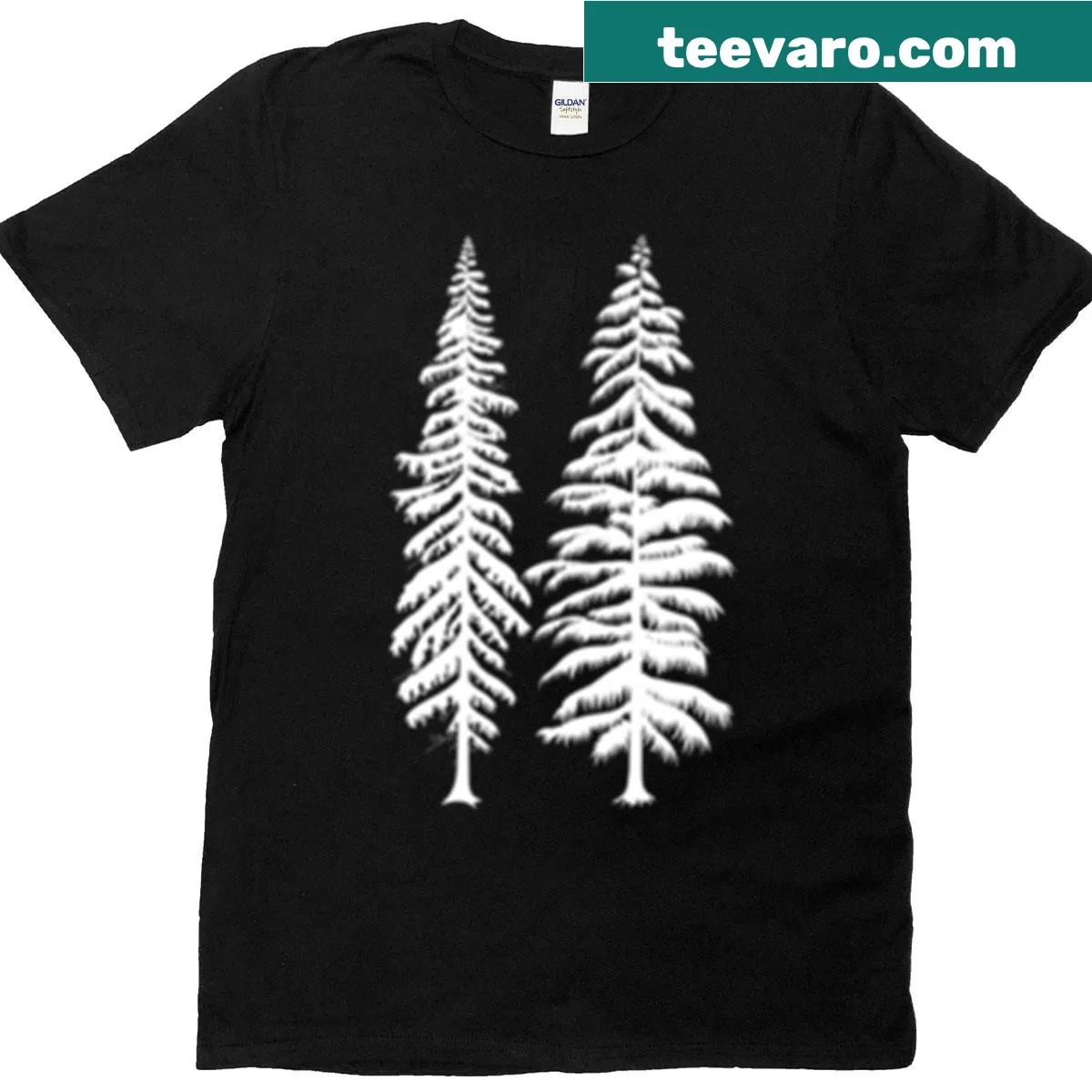 Nature-themed Camp Vibes t-shirt featuring pine trees and adventure graphics — on a men's t-shirt
