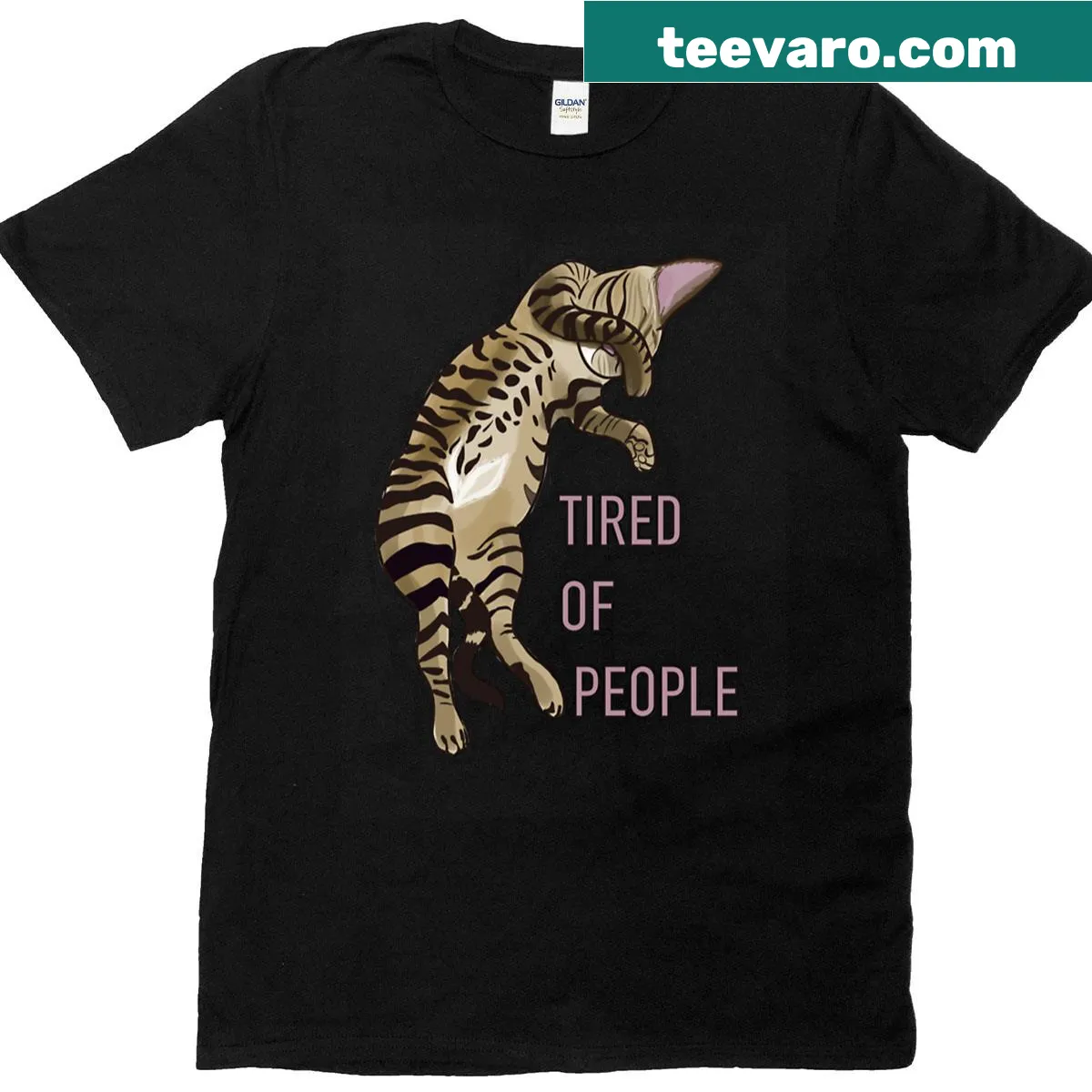 Playful T-shirt with text 'Cats Adopt Us' in fun typography. — on a men's t-shirt