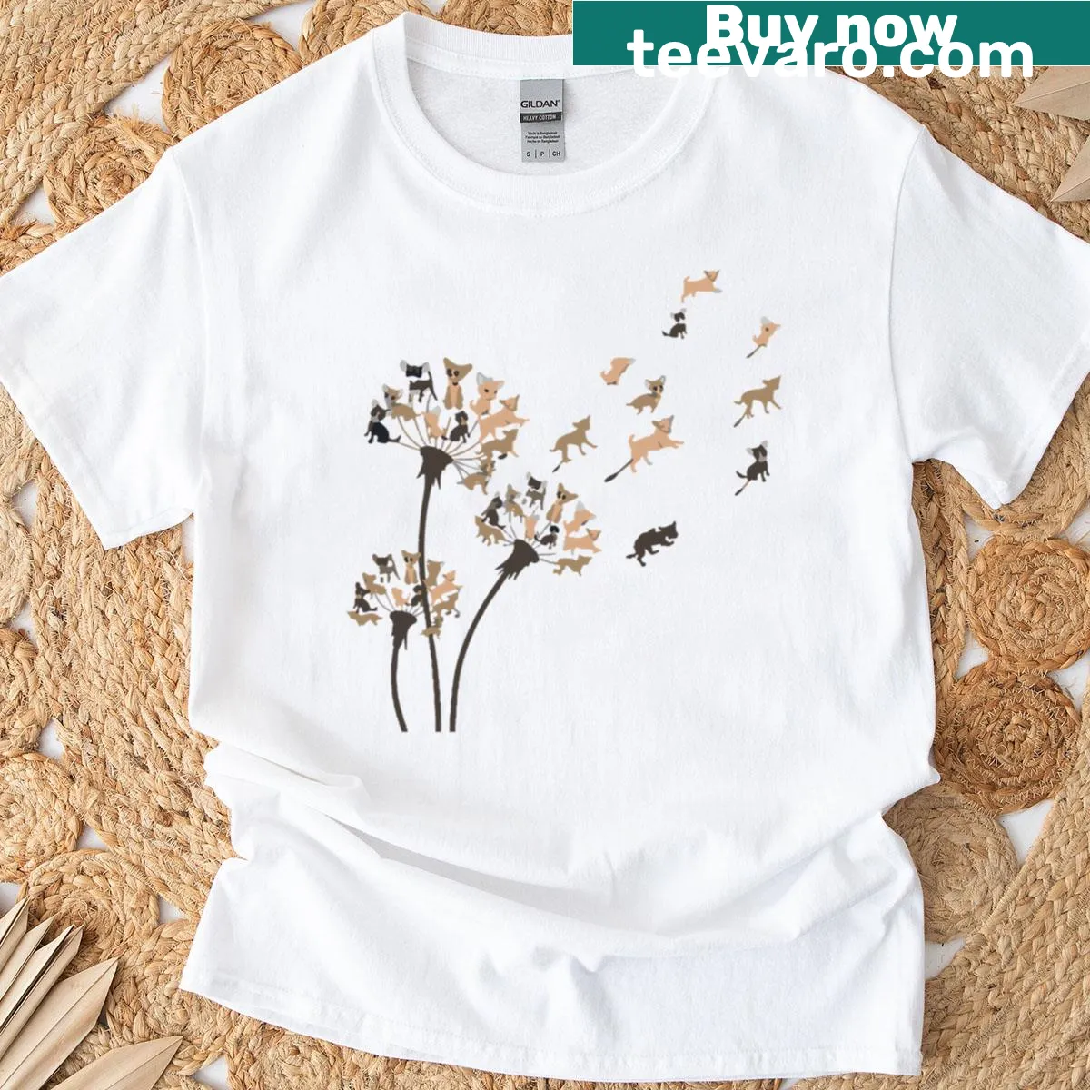 Chihuahua Mom T-shirt with dandelion and affectionate text — on a men's t-shirt